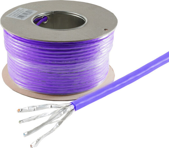 Cat 7A S/FTP Verlegekabel - 1000 MHz, PIMF, Halogenfrei, Lila, 500m