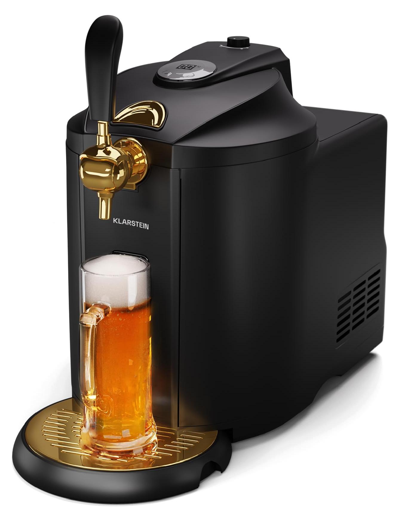 Biertapinstallatie mit Kühlung, 5L, 2-12 °C, CO2-System, Schwarz/Gold