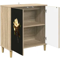 vidaXL, Kommode + Sideboard, Miley (Magnolienmuster) (69 x 33 x 75 cm)