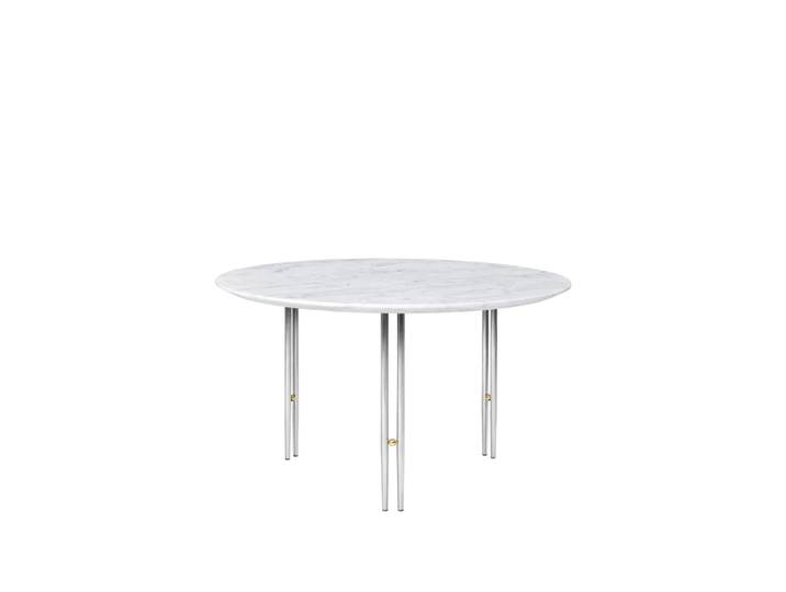 GUBI IOI Couchtisch White carrara marble, ø70, Gestell aus Chrom