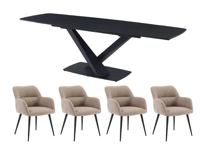 Ensemble table et chaises verre trempé noir