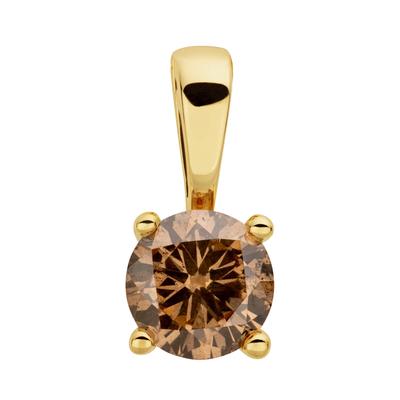 Kettenanhänger OROLINO "585/- Gelbgold 1 Brill. 0,50ct. braun", braun (gelb), Schmuckanhänger, Damen, one-size, 0,5 P2 = erkennbare Einschlüsse, Gold, 0,5 g, Kettenanhänger
