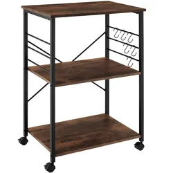 tectake Servierwagen Rugby 65,5x45,5x88,5cm  Industrial Holz Dunkel, Rustikal