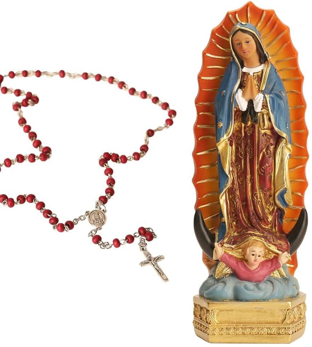 Merkloos Gekleurd Heilig Maria Beeld voor op tafel, 20 cm
