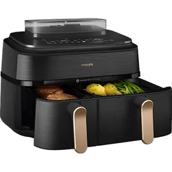 PHILIPS NA552/00 Steam Airfryer 5000 Series Dual Basket 9L Kapazität (3L+6L) Dampfgarer & Heißluftfritteuse