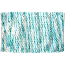 spirella, Badteppich, Kito Badematte Blau/Weiss Bleu/Blanc - 75% Polyester Mikrofaser/25% Baumwolle (80 x 50 cm)