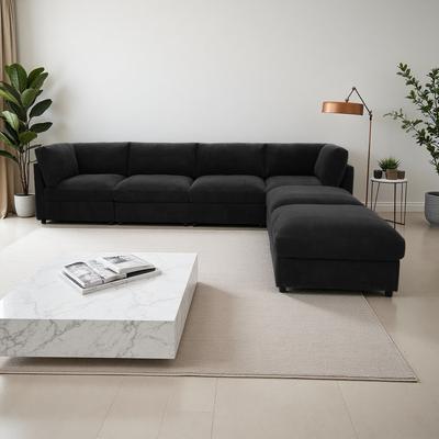ZWYO HOSIMU "129"" Modern Corduroy Reversible Modular Sectional Sofa with Medium Firm Seat Cushion for Living Room"