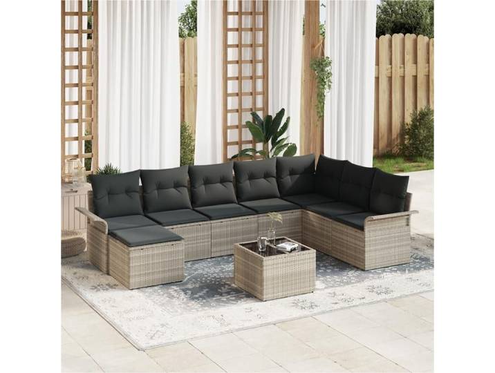 Ensemble de canapés de jardin - VIDAXL - Gris clair - Rattan naturel - 4 personnes - Contemporain