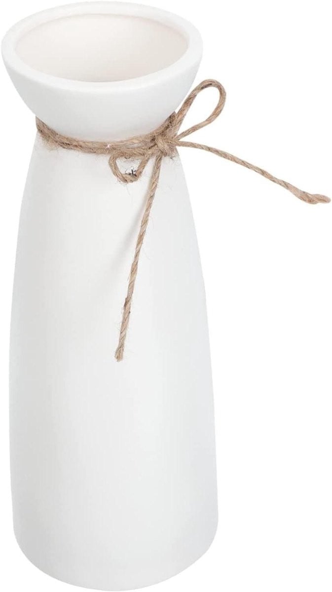 Handgeschilderde witte keramische vaas in kruikmodel voor decoratieve bloemen