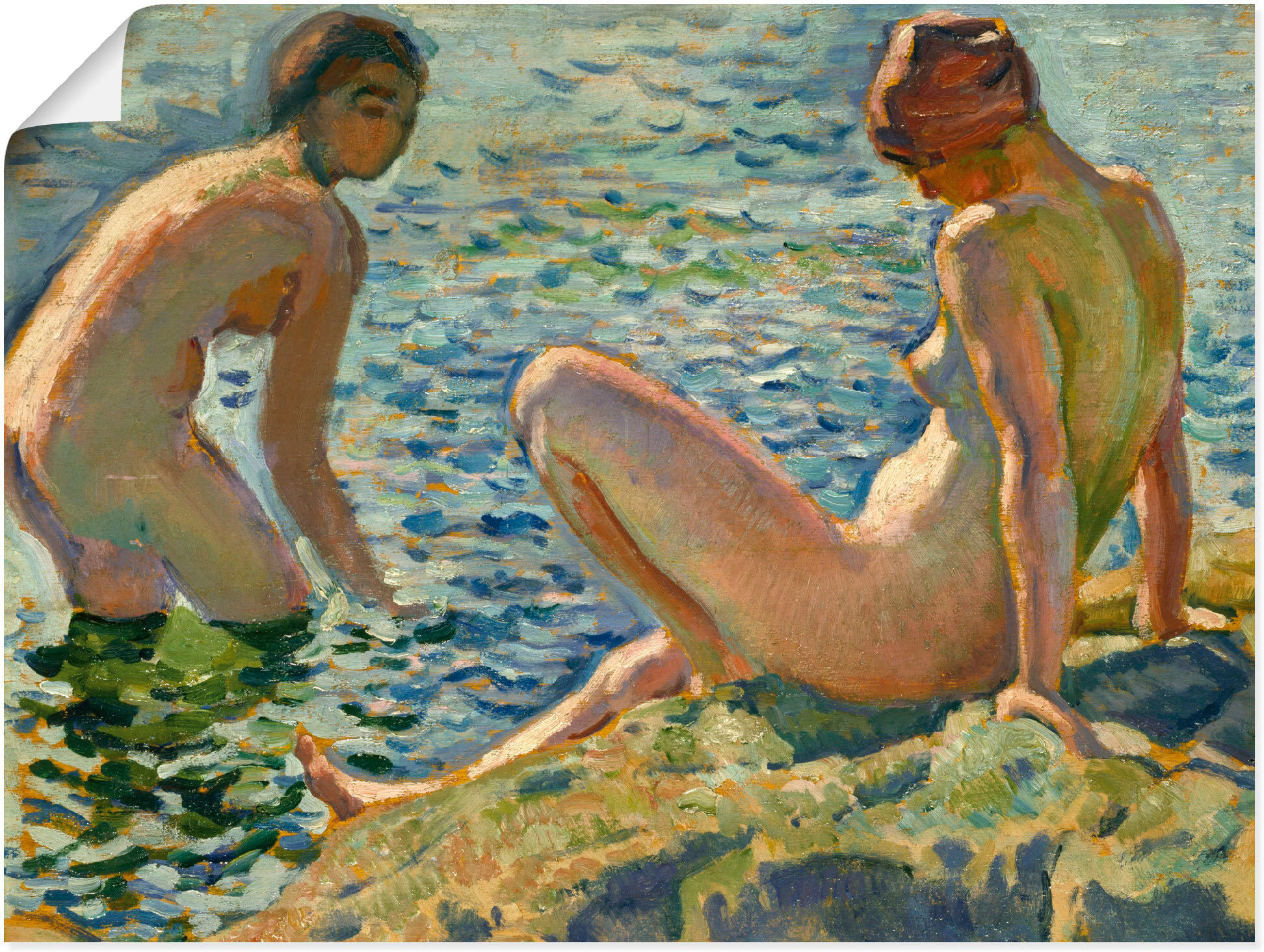 Poster ARTLAND "Les Baigneuses. Die Badenden", braun (farbe bild(er): braun), B:40cm H:30cm, Bilder, Poster, ohne Rahmen farbe bild(er): braun B/H/T: 40cm x 30cm, Poster Bilder von Frauen Querformat, 1 Stk.