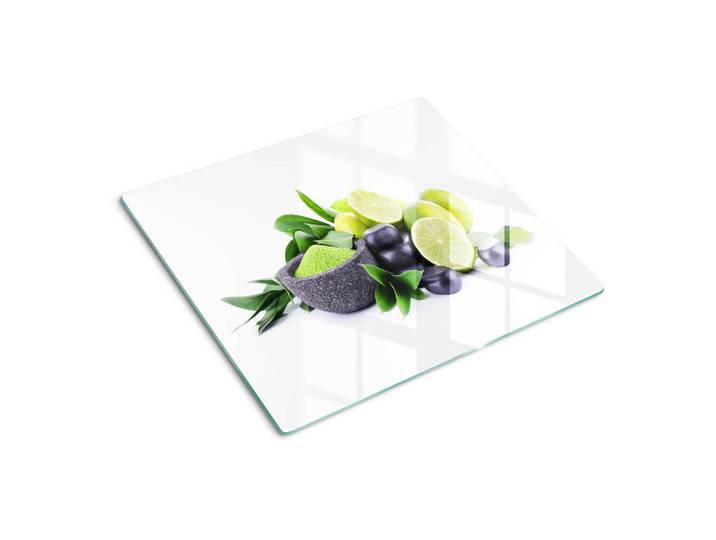 Tulup Glasplatte 60x52 cm Kalk und Steine, Grün, Glas, 60x0.4x52 cm, Küchen, Küchenelektrogeräte, Herde, Herdabdeckplatten