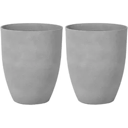 BLUMENTOPF 2er-Set hellgrau rund 43/43/52 cm Croton