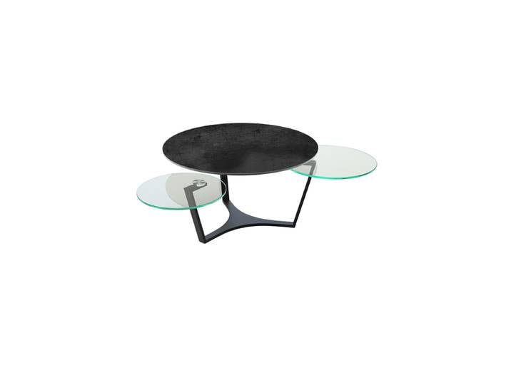 Ausziehbarer, flexibler Design Keramik Couchtisch „Safran“ Titan/Schwarz Akante Design