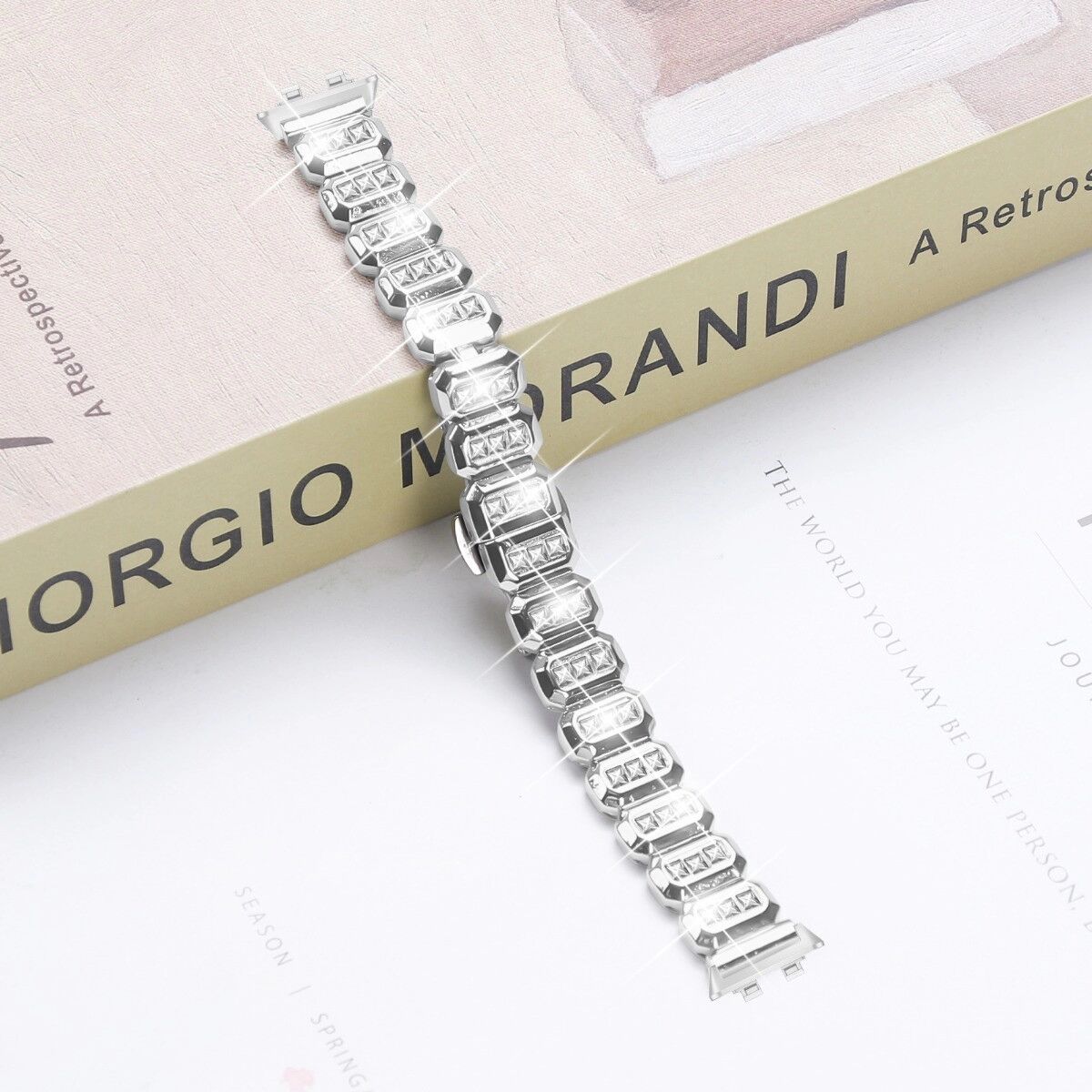 INF Bracelet métal incrusté de strass compatible avec Huawei Band 11/11 Pro - Alliage de zinc, remplacement scintillant Argent
