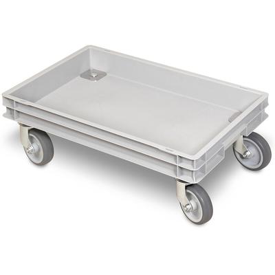 BRB Rollkasten für 600x400mm Eurobehälter, graue Gummiräder, Trg 100 kg, grau