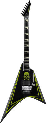 ESP Edwards E-ALEXI GREENY Schwarz mit limettengrünem Pinstripe und Totenkopf
