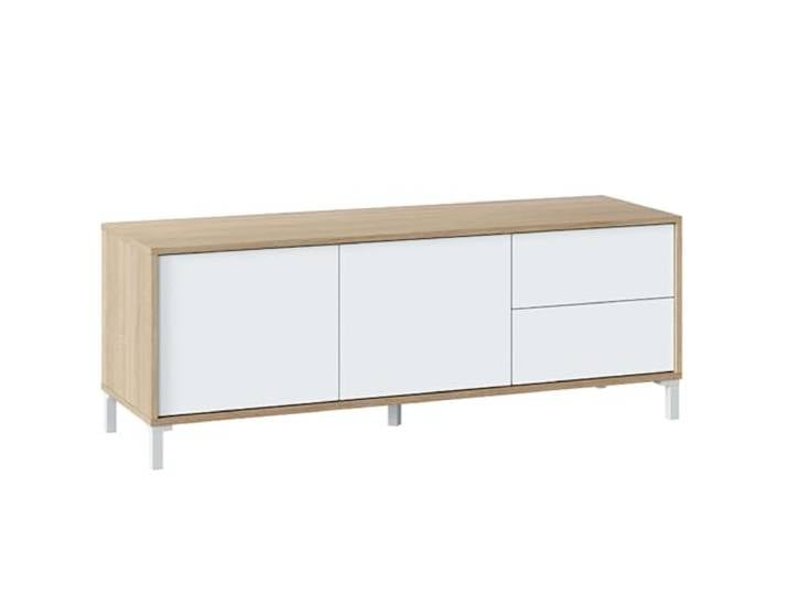 Habitdesign Brooklyn TV-Möbel, Wohnzimmer, Esszimmer, Melamin, idealer Organizer für moderne Räume, kanadische Eiche und Artik-Weiß, 130 cm