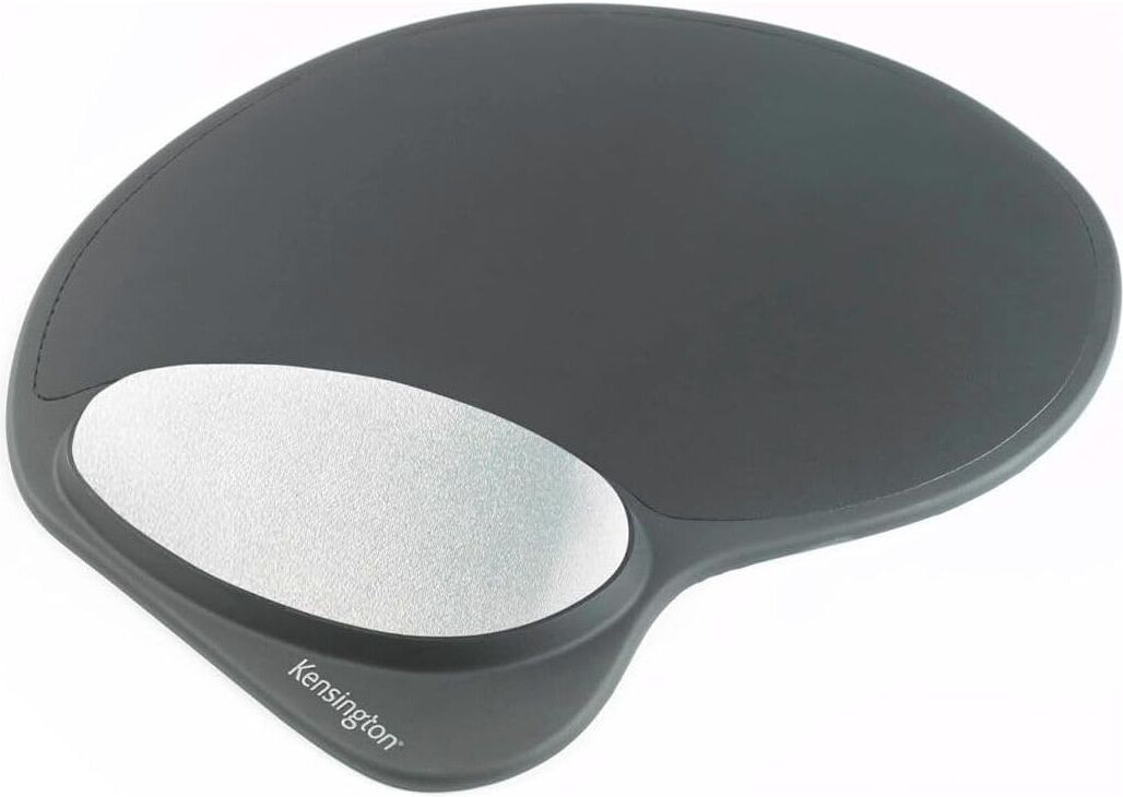 Kensington Ergonomic Gel Mouse Mat with Wrist Support – Black & Grey, 207 x 248 mm, for Laser & Optical Mice (62404), New