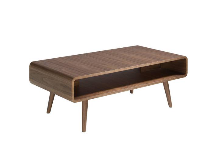 Angel Cerda Rechteckiger Couchtisch aus Nussbaumfurnier, Nussbaumfarben, Holzwerkstoff, Nachbildung,Nussbaum, Essen/Getränk, Rechteckig,Rechteckig, rund, 120x43x60 cm, Wohnzimmer, Wohnzimmertische, Couchtische
