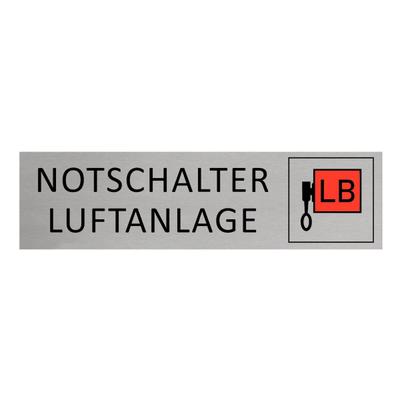 CombiCraft Aluminium Türschild Notschalter Luftanlage 165x45mm mit 3M-Tape zur Befestigung, einfache Kennzeichnung von Räumen und Bereichen