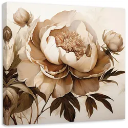 LEINWANDBILD Pfingstrosen Blumen in Beige 50x50cm