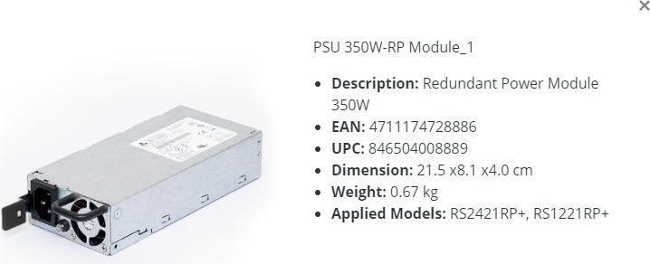 Synology voeding 350W model PSU 350W-RP