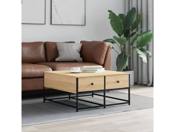 Table basse chêne sonoma 80x80x40 cm bois d'ingénierie 835355
