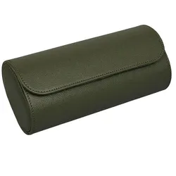 BLCK 203-green Uhrenrolle Aufbewahrung für 3 Uhren Leder Khakigrün
