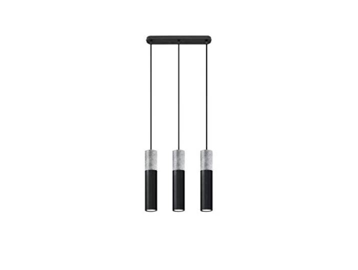 SOLLUX lighting Borgio 3L Plafonnier\, Design Minimaliste & Industriel\, Ampoule GU10 Remplaçable\, 3 x 40 W\, Béton & Acier Enduit de Poudre\, Noir & Gris