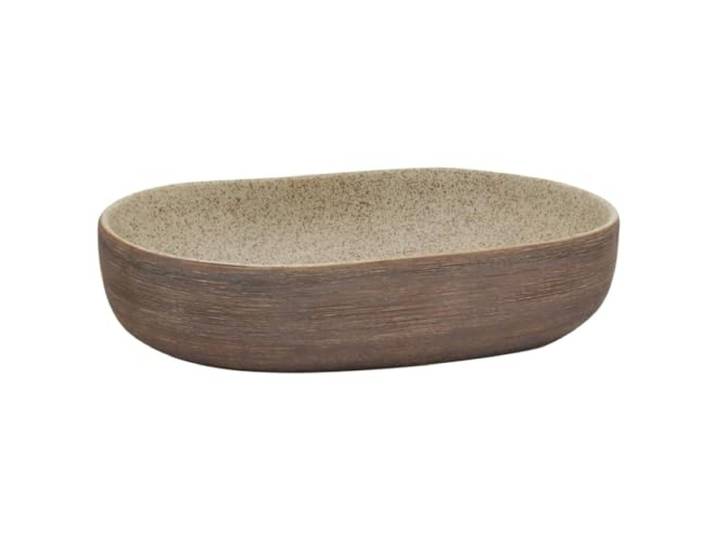 vidaXL Vasque à poser sable et marron ovale 59x40x14 cm céramique