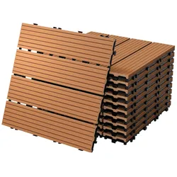 ECD Germany – WPC Terrassenfliesen – 30x30 cm Hellbraun 3m2 | geriffelt, Holzoptik, Klicksystem mit Drainage