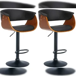 Décoshop26 - Set aus 2 schicken und bequemen Barhockern aus synthetischem Walnussholz und schwarzem Metall TDB10721