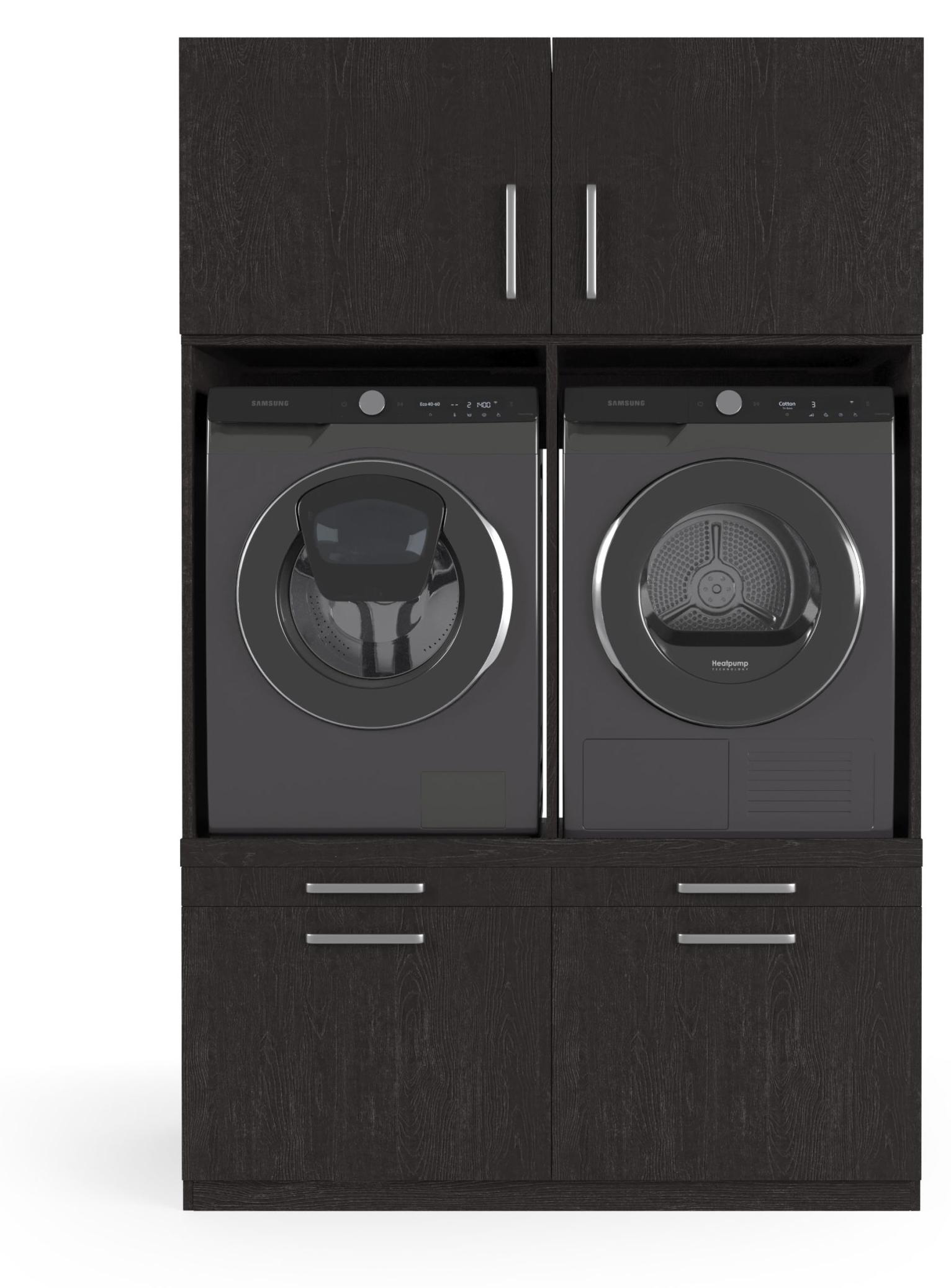 Wasophoogte Waschmaschinen schrank Brugge - waschmaschinen untergestell - waschmaschinen podest - 700(T)*1330(B)*2110(H) mm - Schwarz