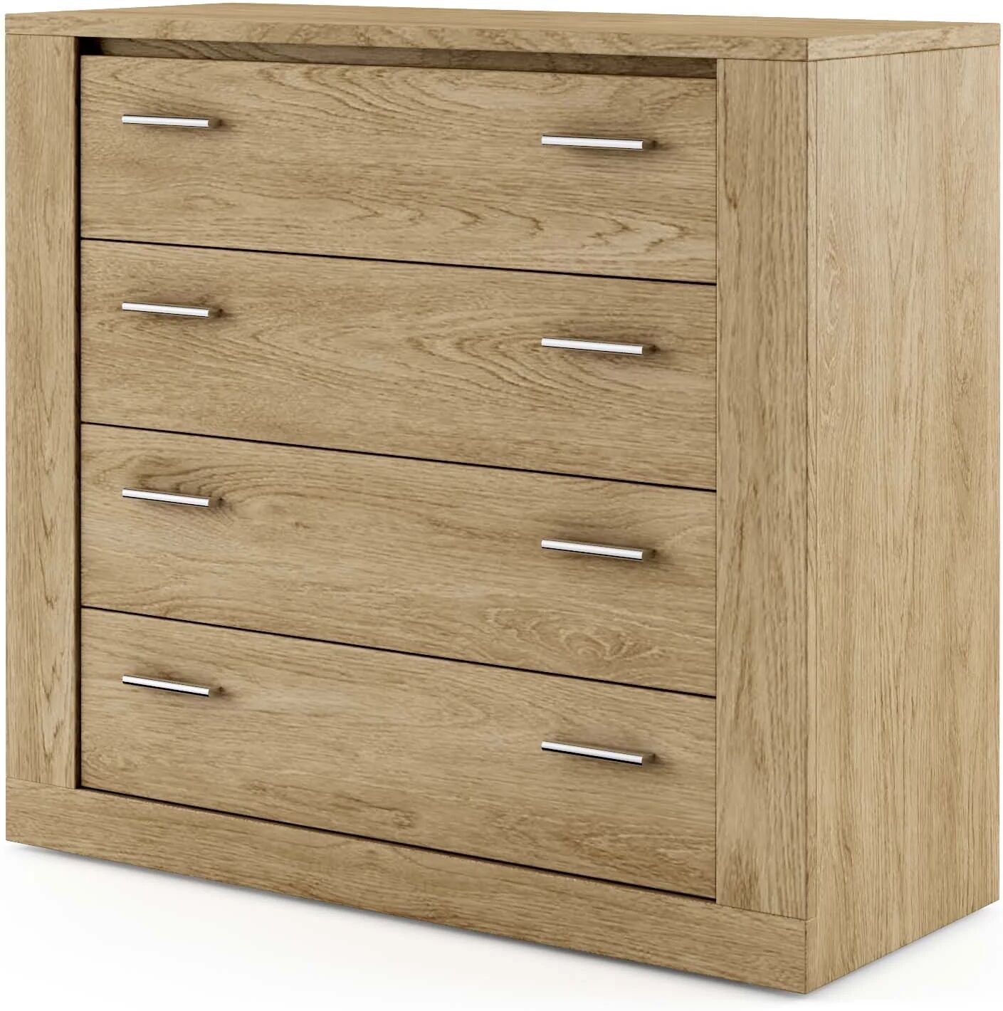 garneroarredamenti Cassettiera moderna 100x90h cm 4 cassetti rovere rustico Ombra