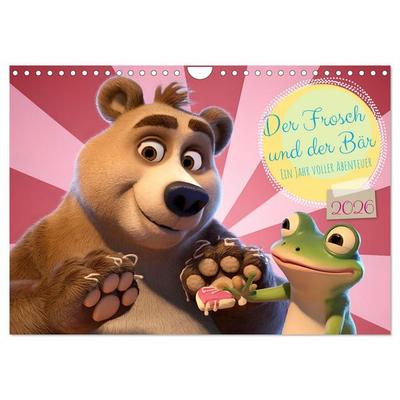 Der Frosch und der Bär - Ein Jahr voller Abenteuer (Wandkalender 2026 DIN A4 quer), CALVENDO Monatskalender