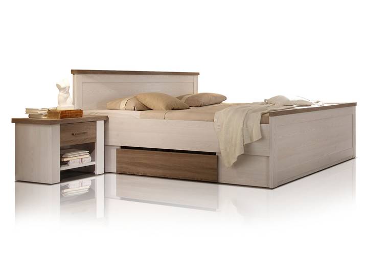 LUBA Futonbett inkl. Nachtkommoden, Material MDF, weiss