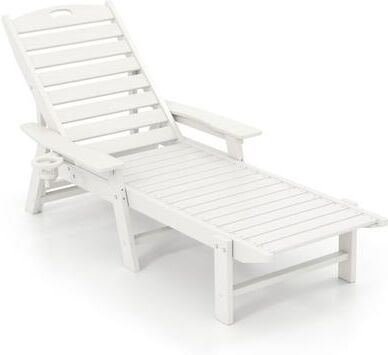 Costway Patio Chaise Lounge Chair with 4 Position Backrest-White