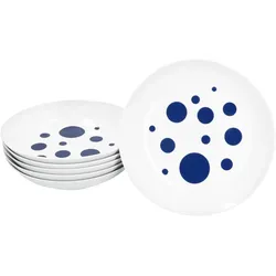 Pula dunkelblau 6er Set Suppenteller 450ml Porzellan tiefe Teller Pasta Punkte