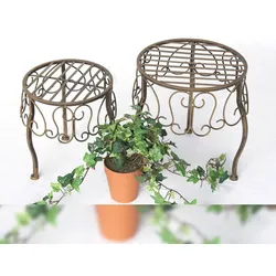 DanDiBo Blumenhocker Metall Braun Rund 2er Set Blumenständer 140129 Beistelltisch Pflanzenständer Klein