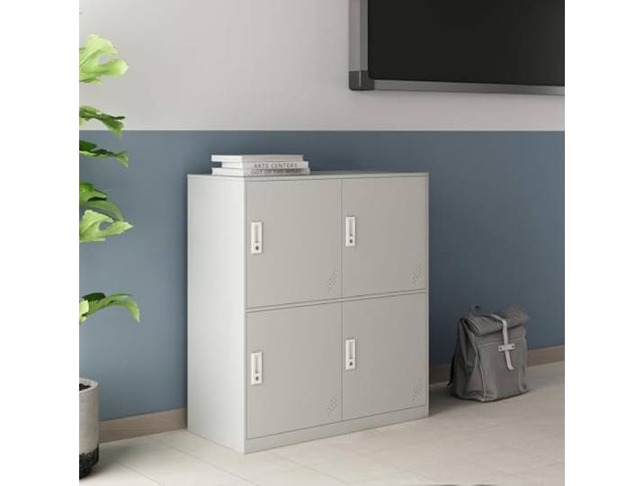 [en.casa] Schließfachschrank Rautavaara Spind mit 4 Schließfächern Umkleideschrank Metallschrank abschließbar Mehrzweckschrank 4-türig 100 x 90 x 40 cm Lichtgrau