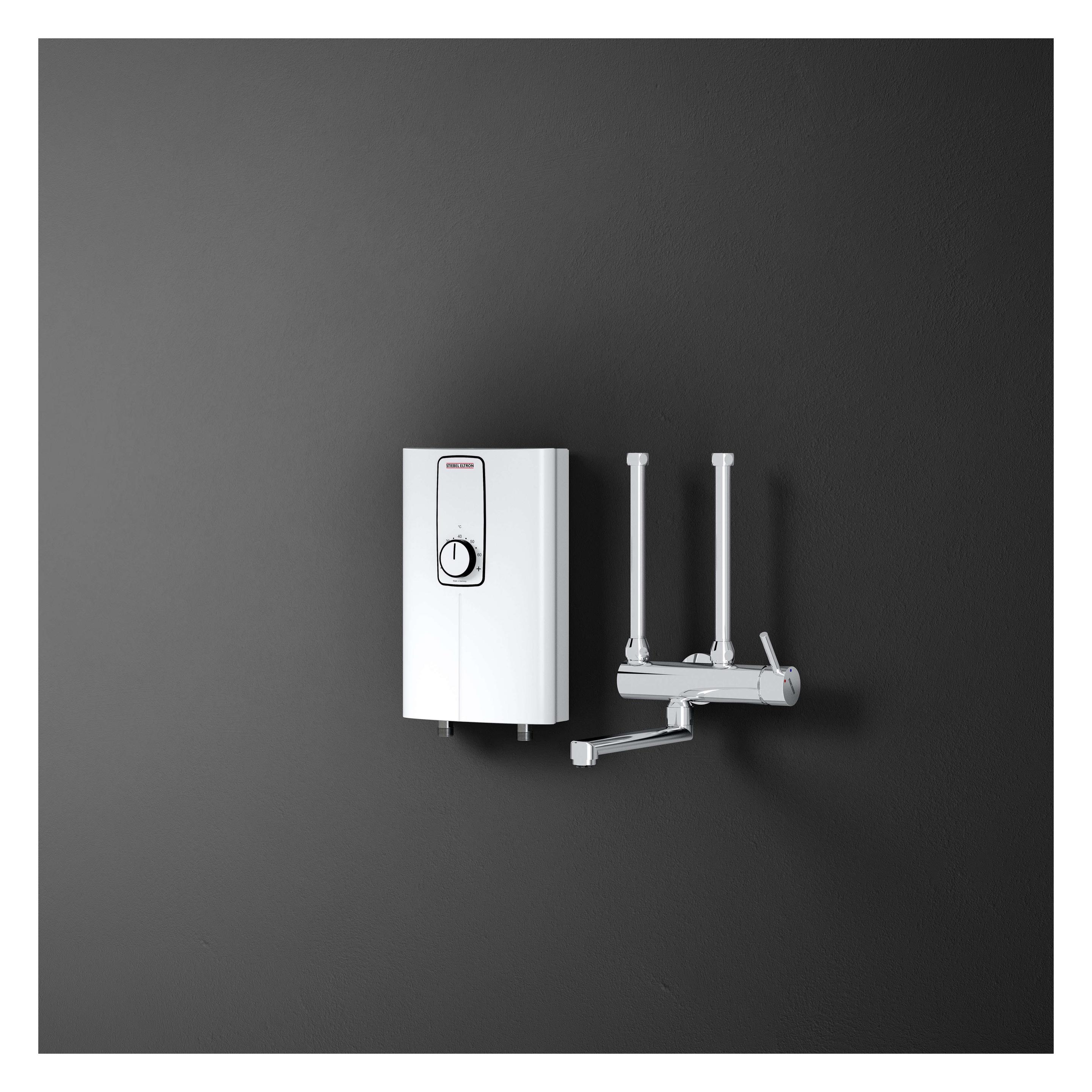 Stiebel Eltron DCE 11/13 H + MEKD Elektronischer Kompakt-Durchlauferhitzer + Armatur für die Küche, Übertisch, VDE (205967)