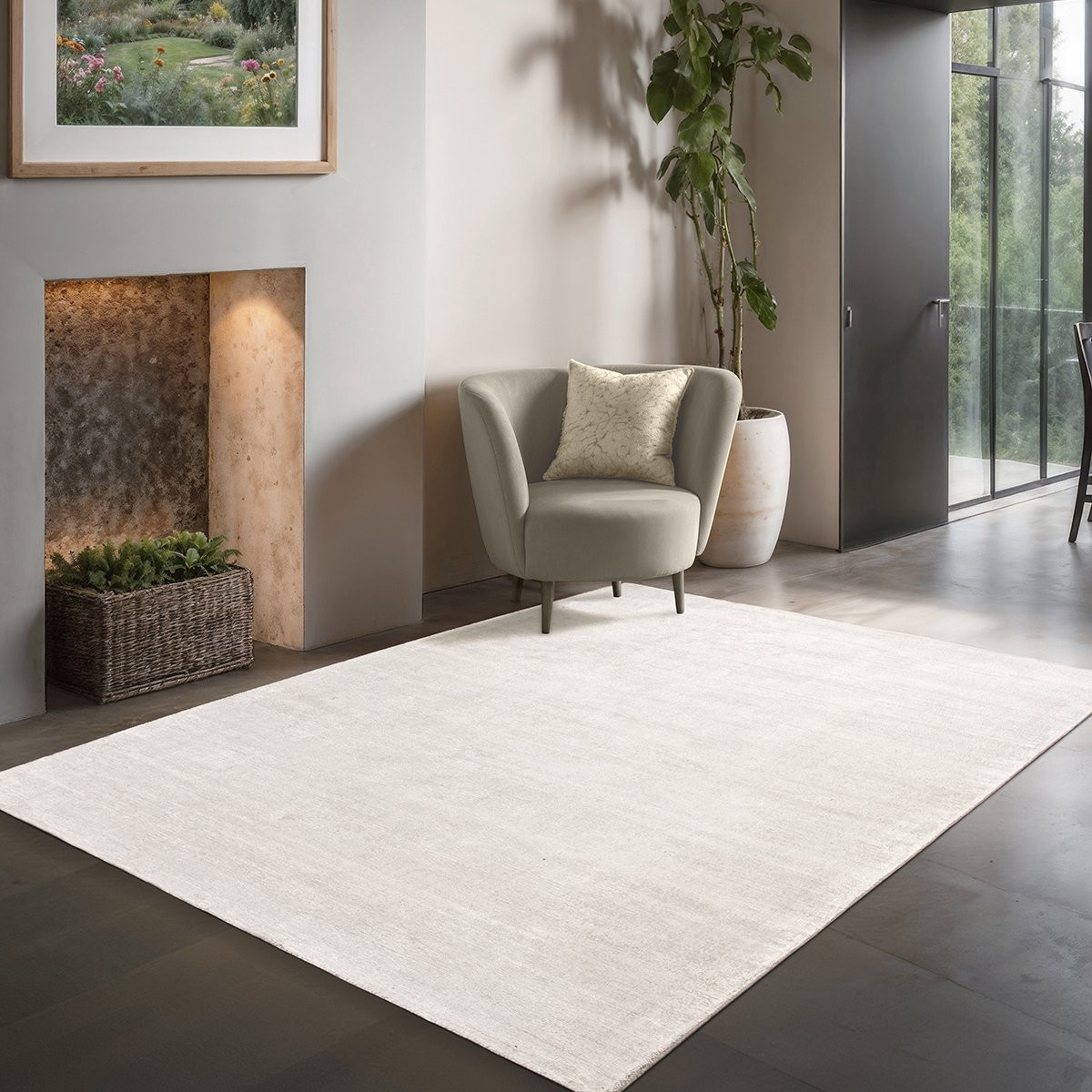 The Carpet Janelle Handgeweven Viscose Vloerkleed - Off White - 200 cm