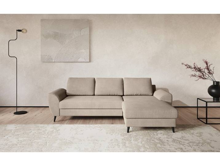 COTTA Ecksofa Terra L-Form, B: 255cm, Top Sitzkomfort durch Wellenunterfederung und, PUR-Schaum, optional mit Schlaffunktion, Liegefläche: 200x137cm