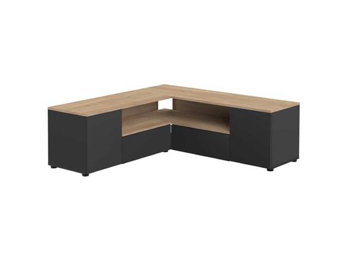 Symbiosis Eck-TV-Möbel, Schwarz und Eiche Natur, 130 x 130,05 x 45 cm