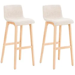Décoshop26 - Set aus 2 Designer-Barhockern mit 4 Holzbeinen und cremefarbenem Stoffsitz 10_0004211