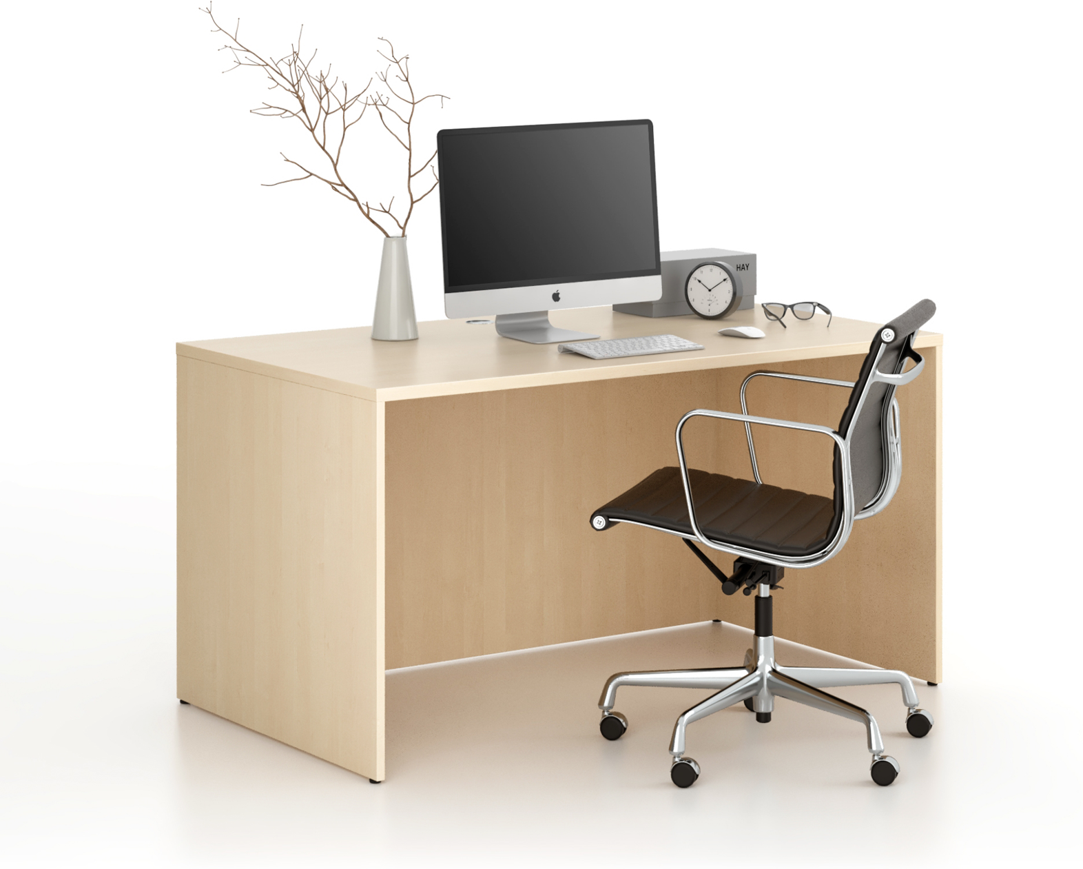 B2B Partner Büroschreibtisch FRAME, 1400 x 800 mm, Birke