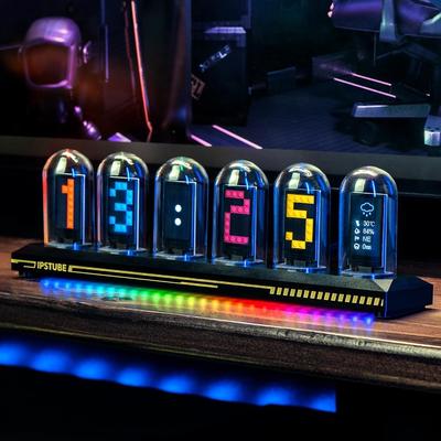 Evergreen Home Goods DIY Tube Clock Kit, APP Time Calibration, 3 Light Modes, IPS Display base No Rgb Light