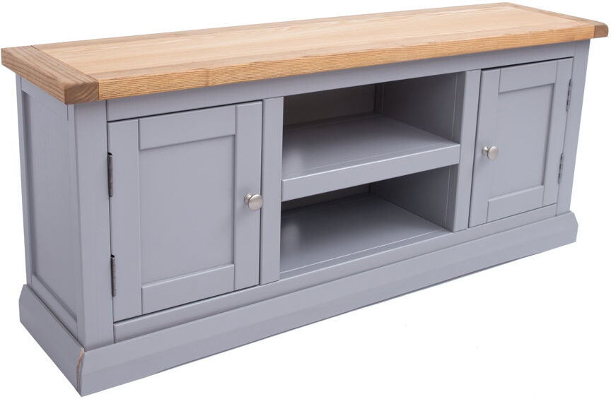Brambly Cottage Henslee TV Stand for TVs up to 55" Grey/Satin Chrome 55"