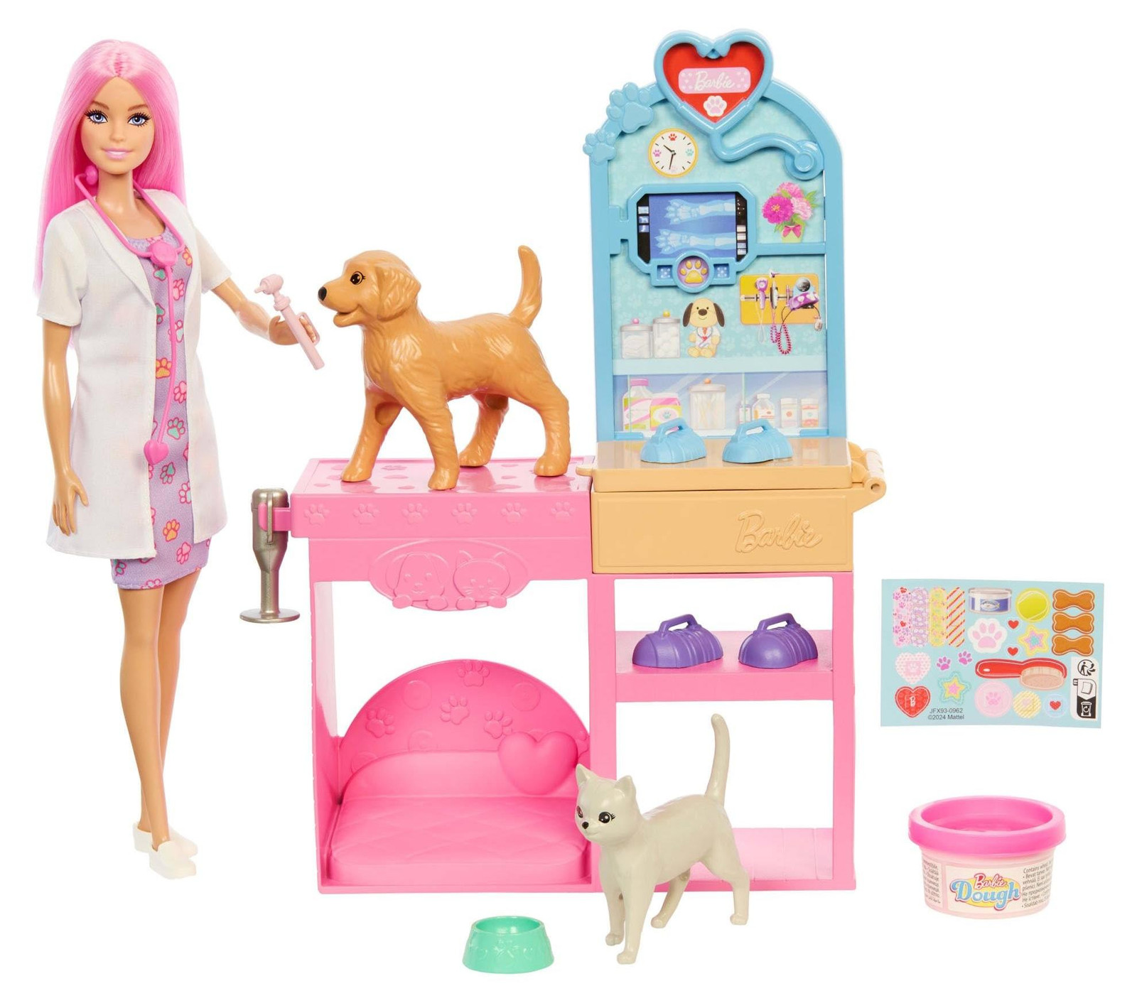 Speelset Dierenarts met Barbie Pop en 10 accessoires