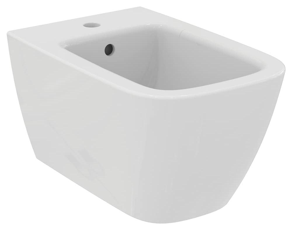 Bidet, 1 Hahnloch, Wandmontage, Keramik, Weiß, 54x35,5x40 cm